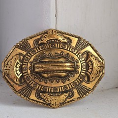 Antique Victorian Revival Gold Tone Ornate Brooch Eastlake Style Statement Pin