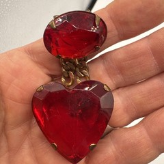 Vintage Large Heart Shaped Pin Red Copper