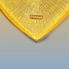 Vintage MONET Blue & Gold Enamel STAR & TRIANGLE Brooch Modernist