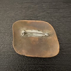 Vintage Enamel over Copper Abstract Brooch/ Pin Hand Painted