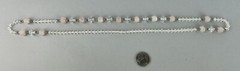 Vintage Necklace Rose Quartz, Silver beads + Crystal necklace strand 29 in, n8