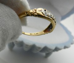 Antique Art Deco 14k Yellow Gold & Platinum Diamonds Wedding Band Ring Size 8