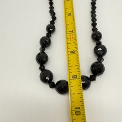 Vintage Brooch Necklace Set Black Glass Clear Rhinestones