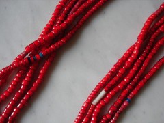 Vintage Antique Venetian Red White Heart Trade Bead Necklace