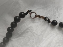 Faux Dark Jade Round Bead Choker Necklace 16″ with Wired Clasp