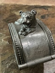 1976 Metropolitan Museum of Art Pewter Hinged LION Cuff EGYPTIAN REVIVAL COOL❤️