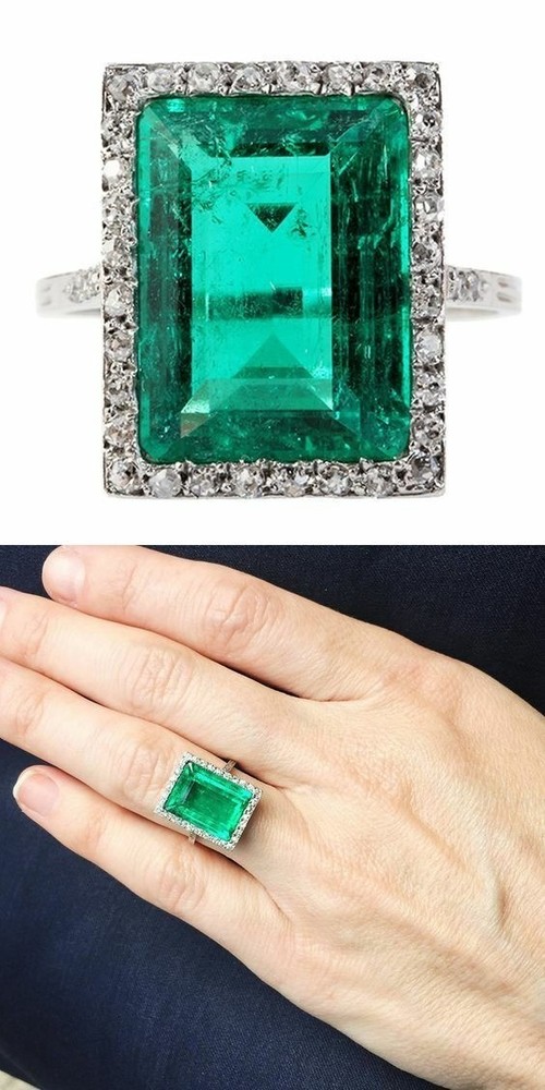 Art Deco Vintage Antique 5.30Ct Natural Emerald Wedding Ring 925 Sterling Silver