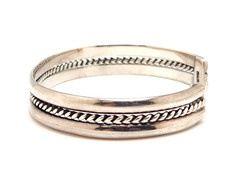 Vintage Sterling Silver Rope Cable Design 10.0 mm Cuff Bracelet, 6.75″, 20.7g