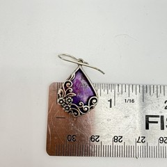 Vtg BBJ Sterling 925 Silver Purple Turquoise Dangle Earrings JTV