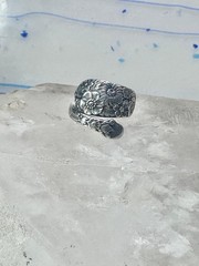 Floral Spoon ring flowers band size 5.50 sterling silver women girls 