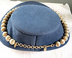 Monet Brushed Gold Tone Ball Metal Beads Necklace 17” Vintage Classic