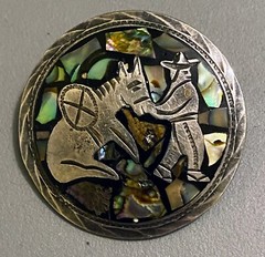 Vintage .925 Silver Platade Jal Guad Mex MRM Man With Donkey Pendant/Brooch