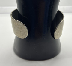 Vintage Pewter Cuff ID Bracelet Wide Monogram Adjustable Retro Boho Engraved