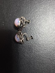 Vintage 1930 Mid Century Fine Silver Mexican Fire Opal Screwback Earrings