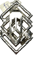 VTG Rhinestone Sllver Clip For Bonwilteller 1 3/4″ x 2 3/4″ Signed