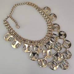 Vintage Waterfall Necklace Gold Tone Book Chain 15.5″