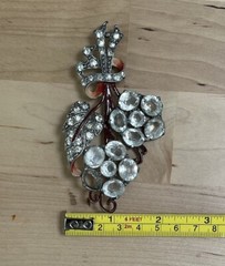Vintage Staret Signed Enamel Inset Flower Clear Rhinestone Brooch Pin Rare
