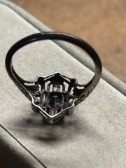 Vintage AVON NV Nevada Silver 925 AMETHYST Ornate Filigree GOTHIC RING sz 8