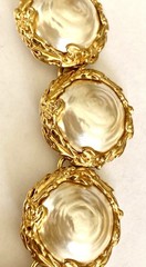 YSL Yves Saint Laurent FAUX BAROQUE PEARL MEDALLION LINKS VTG NECKLACE ~ AS IS
