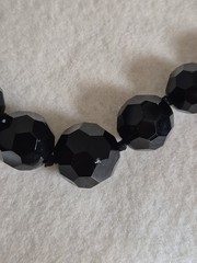 Carolee graduated glass bead jet black crystals knotted design Necklace