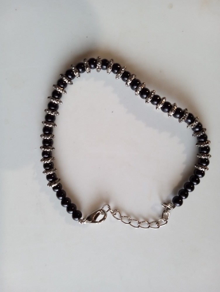 Dark Blue Or Black Gemstone Beaded Bracelet