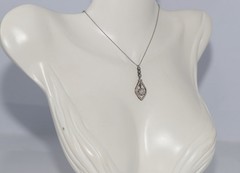 Antique Circa 1920s Art Deco 18k Gold Natural Diamond Pendant Necklace