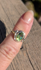 Antique 10k Yellow Gold Green Tourmaline Ring — Size 5.75