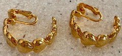 Lot of 5 Vintage Clip On Earrings Gold Silver Tone AB Beaded Enamel Hoop
