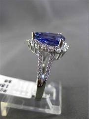 ESTATE 4.46CT DIAMOND & TANZANITE 18KT WHITE GOLD 3D PEAR HALO ENGAGEMENT RING