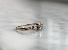 Vintage 1940s Engagement Ring 10K Natural Diamond Illusion Box Setting