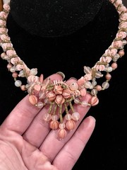 VTG W GERMANY Miriam Haskell Style Pink GLASS Petal ART GLASS Choker NECKLACE