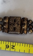 Antique Brass Triple Strand Bead Necklace. Long. Gorgeous Patina! Estate Find.