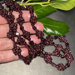 Genuine Almandine Garnet Unusual Cluster Station Bead Necklace Clasp-Free 35″