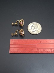 Vintage 12k Gold Filled H.G. Pink Rhinestone Screw Back Earrings Mid Century