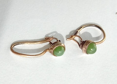 Vintage Earrings Nephrite Stone Gilt silver 875 test star children’s Jewelry