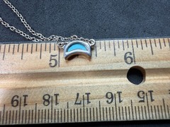 3.42g Vintage Sterling Silver 925 Turquoise Crescent Pendant Necklace 18 in M