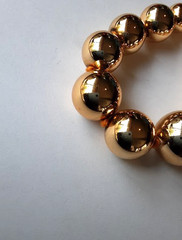Vtg 1950s 1960s Gold Mercury Glass Bead Necklace Hand Knotted San Francisco Box
