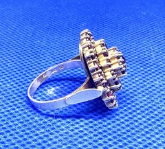 X11 Antique 3 Level 60 x Red Garnet, 900 Silver Ring size 5.0 BOHO 1890-1920