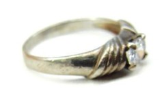 sz 5.50 Vintage Sterling Silver 925 Clear Lab Faceted Oval Patina 2.30g