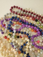 Satin Silk Wrapped Beads Necklaces 11 Pcs Multicolored Gold Tone Spacer Beads