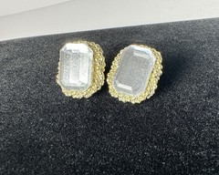 Vintage GoldTone Clear Faceted Rhinestone Stud Classy Dressy Earrings