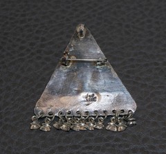VTG Sterling Silver Brooch Pendant Triangle Chrysocolla Silver Israel 925 Pin