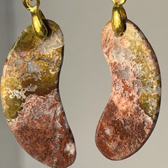 Crazy Lace Agate Boomerang Earrings Gold French Wire lightweight Gemstone Boho
