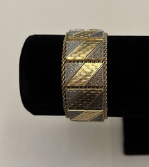 Vintage 1950’s 13 Link Bracelet Silver And Gold Design 7 Inches In Length