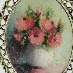 Hand Painted Flower Brooch Pin or Pendant – Goldtone