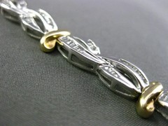 ESTATE 2.0CT BAGUETTE DIAMOND 14KT WHITE & YELLOW GOLD INFINITY TENNIS BRACELET