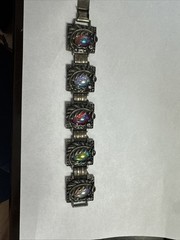Vintage Linked bracelet Carnival Glass