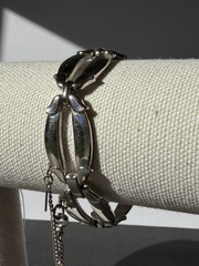 Vintage Monet Large Open Link Silver Tone Bracelet Safety Chain 7 inches