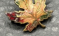 Vintage Maple Leaf Enamel Small Lapel Pin Multicolor Gold Tone C Clasp Canada