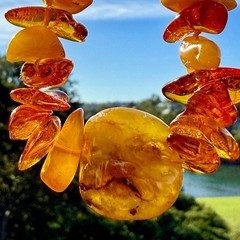Natural Baltic Amber Necklace 19” Butterscotch Nuggets Large Center Amber Bead